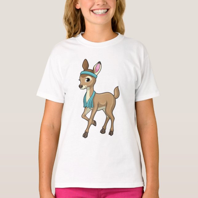 Hirsche in Fitness mit Handtuch T-Shirt (Vorderseite)