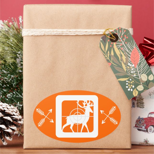 Hirsche in Kreuzshaaren mit zwei Sets überkreuzter Ovaler Aufkleber (Feiertag)