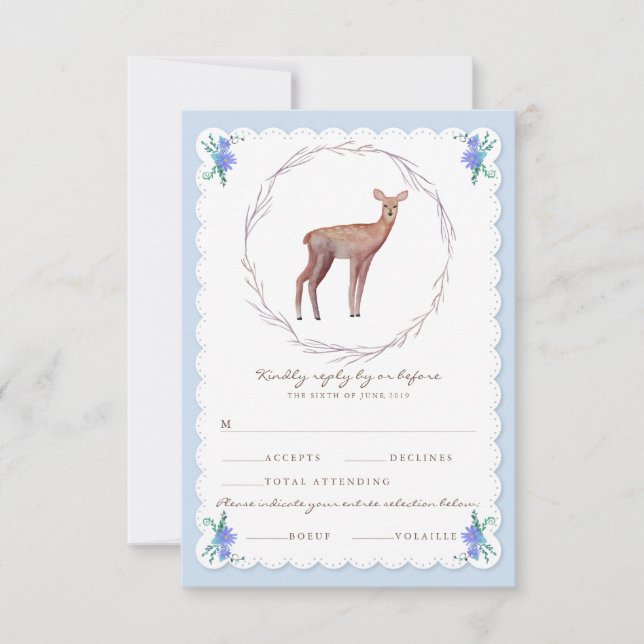 Hirsche in Liebe Woodland Winter Wedding UAWG RSVP Karte (Vorderseite)