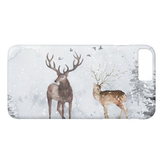 Hirsche in Weihnachten schneebedeckten Winterwälde Case-Mate iPhone Hülle (Rückseite (Horizontal))