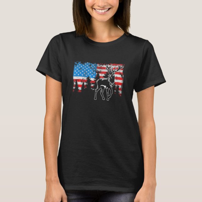 Hirsche Jagd amerikanische Flagge Usa Pro Hunter U T-Shirt (Vorderseite)