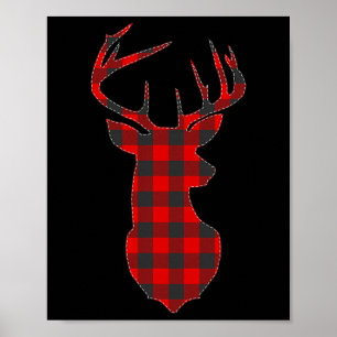 Hirsche Kariert Red Rentier Buck WeihnachtsWeihnac Poster