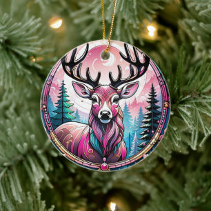 Hirsche, Keramik-Decorative verkleidete Glasverkle Keramik Ornament
