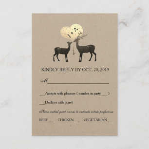 Hirsche Liebe Woodland Winter Hochzeit im Herbst U RSVP Karte