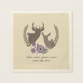 Hirsche + Lila Blumenhochzeit Napkins Serviette