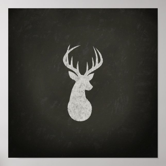 Hirsche mit Antler Chalk Zeichnend Poster (Vorne)