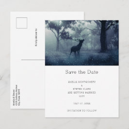 Hirsche mit Antlern im Schattenwald Hochzeit Ankündigungspostkarte