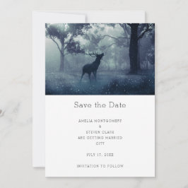 Hirsche mit Antlern im Schattenwald Hochzeit Save The Date