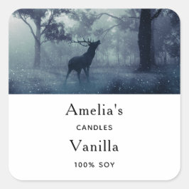 Hirsche mit Antlern im Wald - Kerzengeschäft Quadratischer Aufkleber