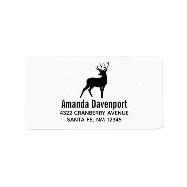 Hirsche mit Antlers Black Silhouette Rustikal Adressaufkleber (Vorne)