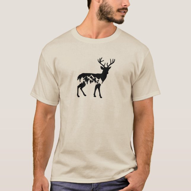 Hirsche mit Bergen T-Shirt (Vorderseite)