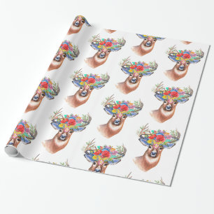 Hirsche mit Blume Geschenkpapier