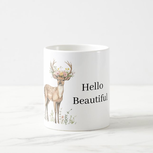 Hirsche mit Blumen Kaffeetasse (Mittel)