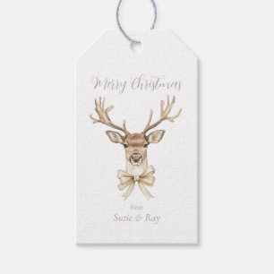 Hirsche mit Bow Christmas Geschenkanhänger