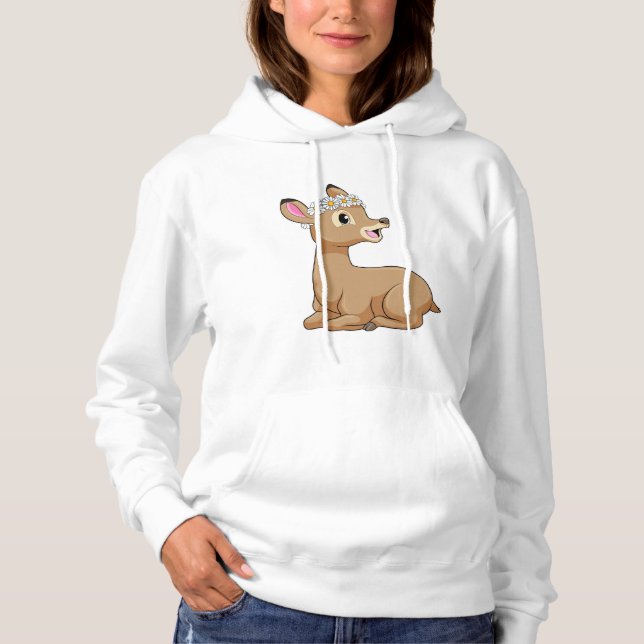Hirsche mit Daisy-Blume Hoodie (Vorderseite)