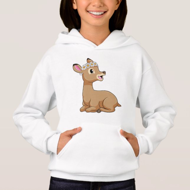 Hirsche mit Daisy-Blume Hoodie (Vorderseite)
