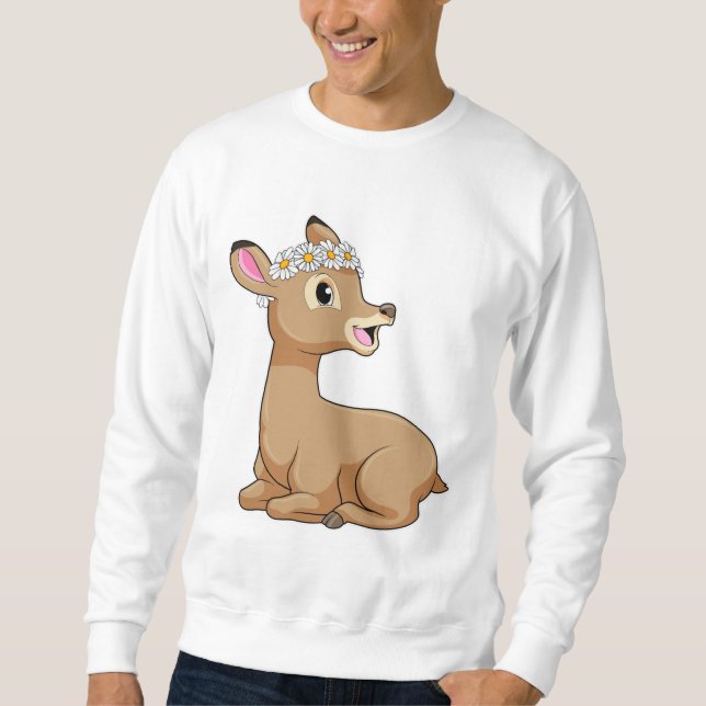 Hirsche mit Daisy-Blume Sweatshirt (Vorderseite)