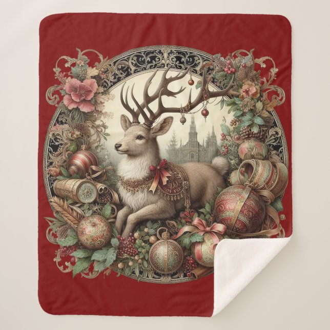 Hirsche mit Dekoration Sherpadecke (Vorderseite)