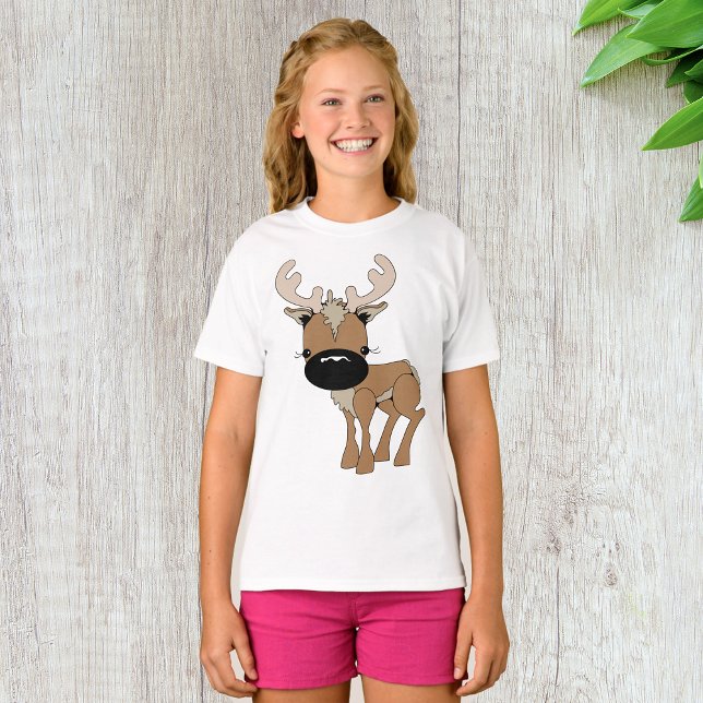 Hirsche mit einem großen Nasen-Girls-T - Shirt (Von Creator hochgeladen)