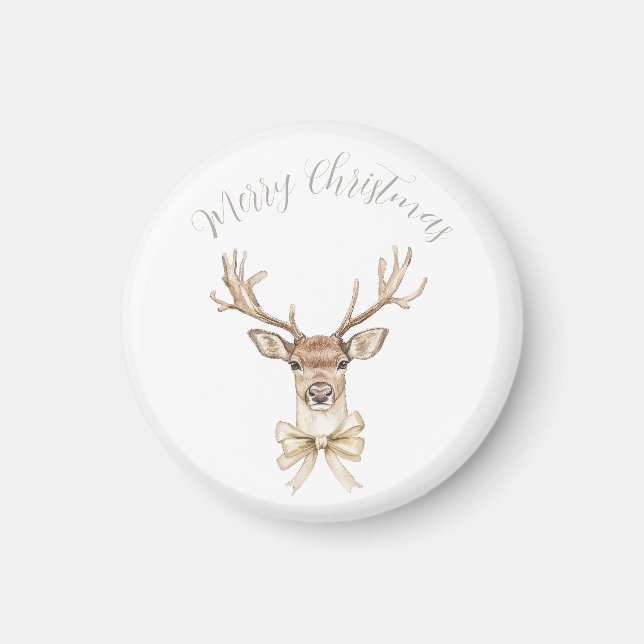 Hirsche mit Gold Bow Weihnachten Magnet (Vorne)