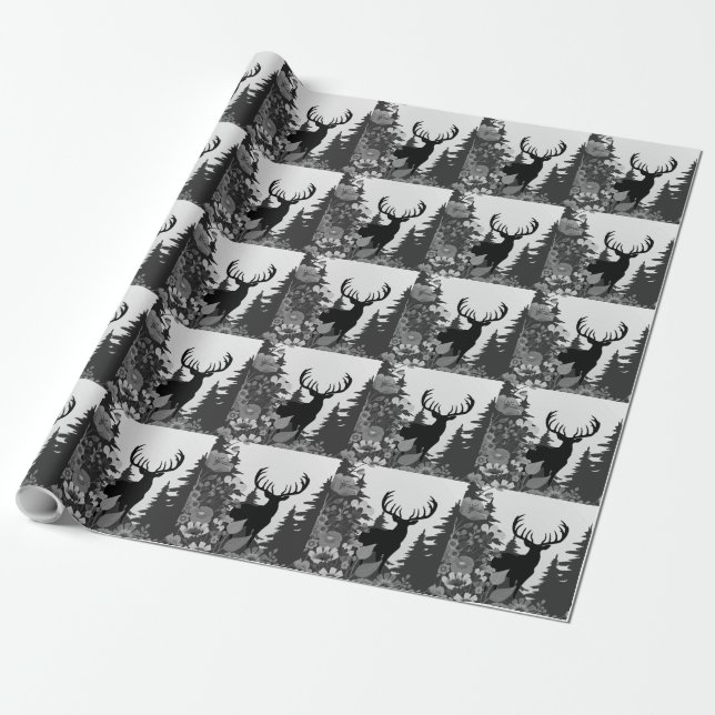 Hirsche mit großer Waldbrasse Geschenkpapier (Ungerollt)