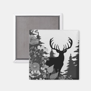 Hirsche mit großer Waldbrasse Magnet