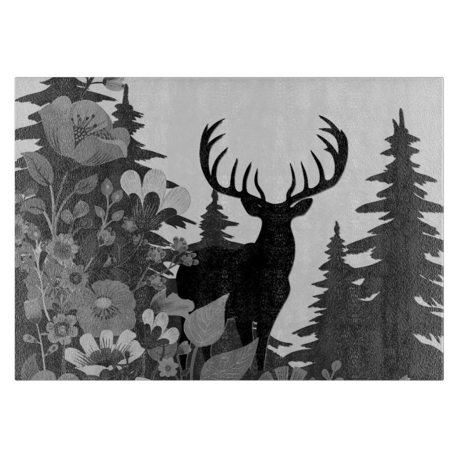 Hirsche mit großer Waldbrasse Schneidebrett (Vorderseite)