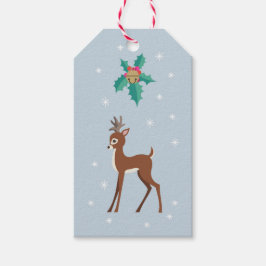 Hirsche mit Holly Retro Inspiriert Weihnachtsfest Geschenkanhänger