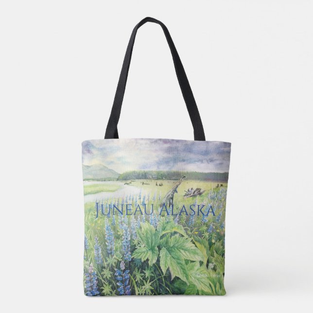 Hirsche mit Lupine von Alaska Tote Bag Tasche (Rückseite)