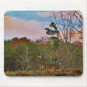 Hirsche mit rosa blauem Himmel Mousepad
