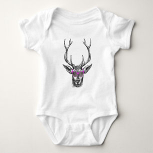 Hirsche mit rosa Sonnenbrille Baby Strampler