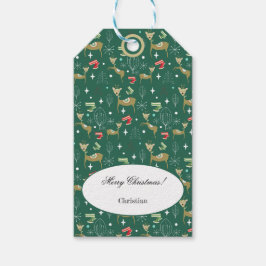 Hirsche mit Weihnachtsbäumen und Schneeflocken Geschenkanhänger