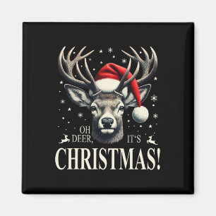 Hirsche mit Weihnachtsmannmütze, oh Hirsch, Weihna Magnet