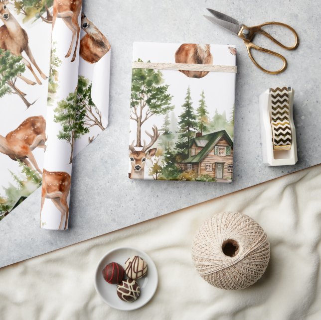 Hirsche Natur Wildlife Weihnachten Geschenkpapier (Kunsthandwerk)