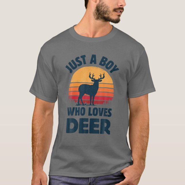 Hirsche nur ein Junge, der Elche Elch Elch Retro V T-Shirt (Vorderseite)