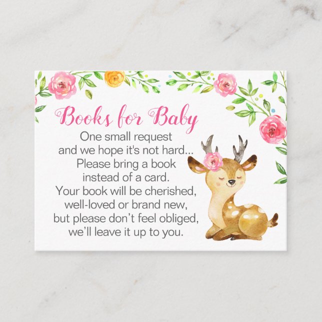 Hirsche Pink Blumenbücher für Babybuchanfragen Begleitkarte (Vorderseite)