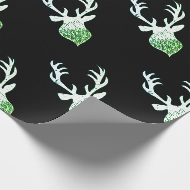 Hirsche, Rentiere, Amsel, Weihnachtsschale Geschenkpapier (Ecke)