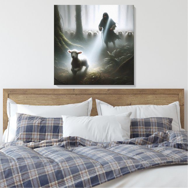 Hirsche retten verlorenes Lamm Leinwanddruck (Insitu (Schlafzimmer))