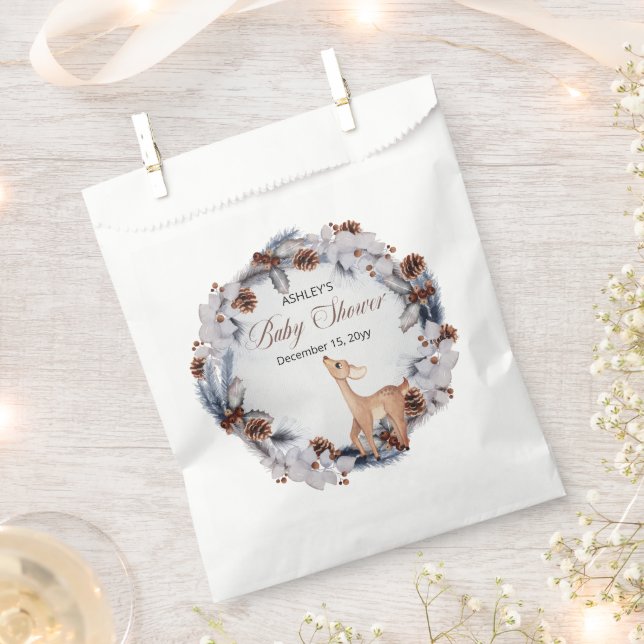 Hirsche Rustikale Winter Floral Baby Dusche Geschenktütchen (Ausgeschnitten)