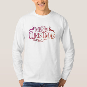 Hirsche Silhouette frohe Weihnachtsmänner T-Shirt