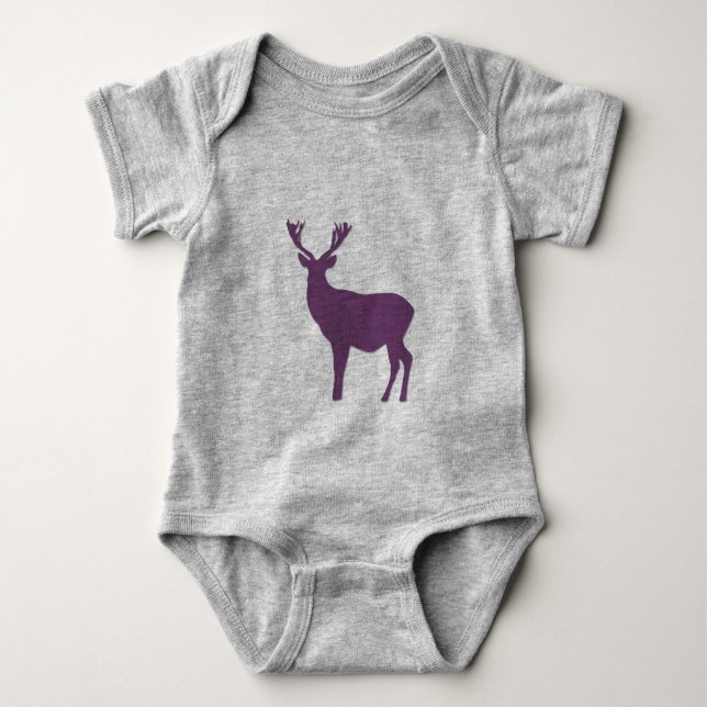 Hirsche Silhouette Lila Jungfrau Einfach elegant Baby Strampler (Vorderseite)