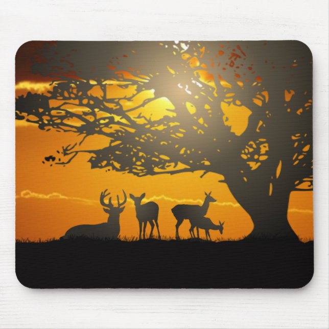 Hirsche Silhouette Mousepad (Vorne)