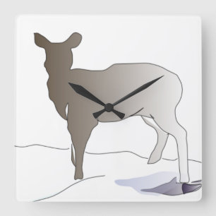 Hirsche-Silhouette-Uhr Quadratische Wanduhr