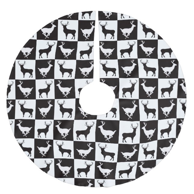 Hirsche Silhouette Weihnachtsbaumrock Polyester Weihnachtsbaumdecke (Vorderseite)