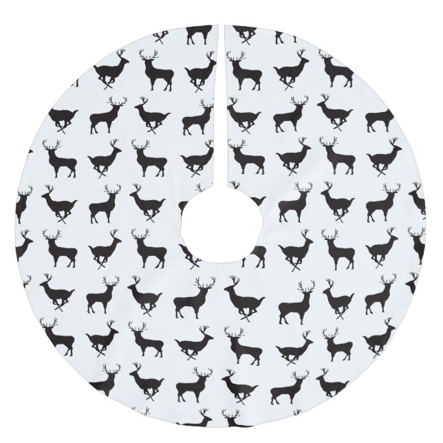 Hirsche Silhouette Weihnachtsbaumrock Polyester Weihnachtsbaumdecke (Vorderseite)