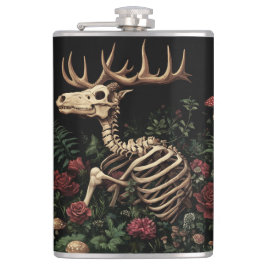 Hirsche Skeleton Mystical Gothic Floral Flachmann