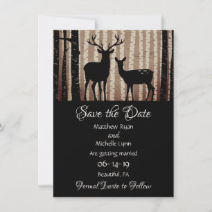 Hirsche und Bäume Rustikale Herbstwoodland Hochzei Save The Date