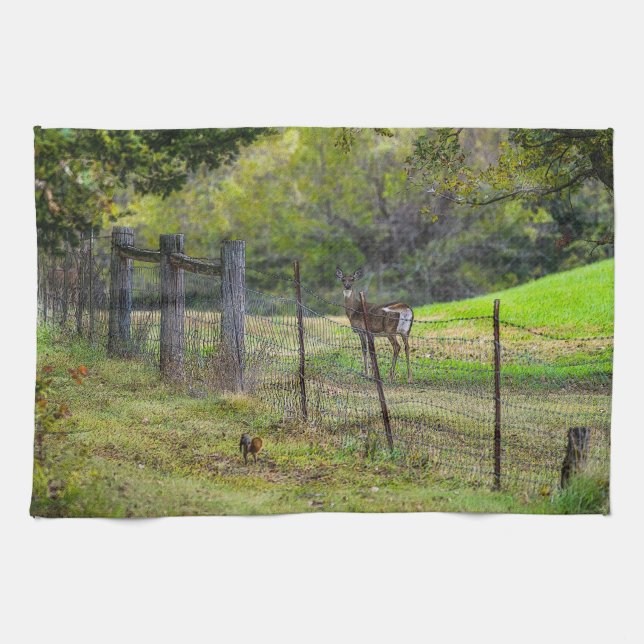 Hirsche und Eichhörnchen painterly Geschirrtuch (Horizontal)
