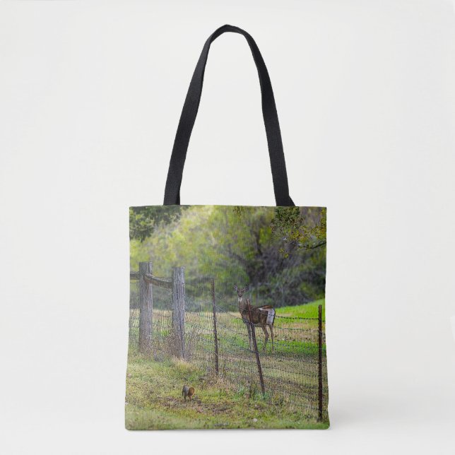 Hirsche und Eichhörnchen painterly Tasche (Vorderseite)