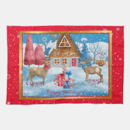 Hirsche und Geschenke auf Urlaub Abend individuali Geschirrtuch